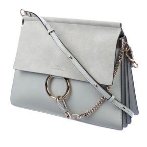 Chloe medium faye bag blue suede trim